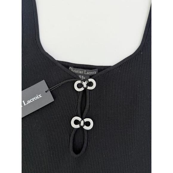 Christian Lacroix rhinestone black ribbed mini dress - size medium - Picture 6 of 6